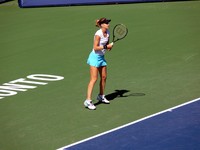 Lucie Safarova on Stadium Court, playing Serena Williams.