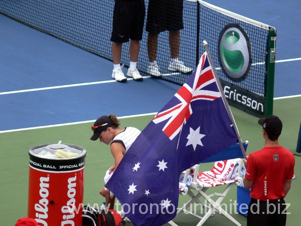 Samantha Stosur with Australian flag.