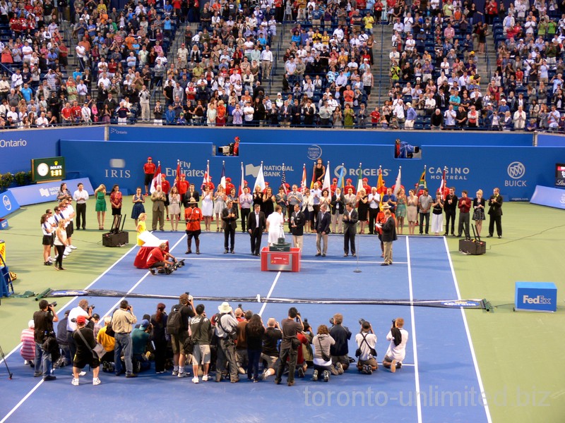 Richard Gasquet is the runner up and is receiving his Trophy during closing ceremony. August 12, Rogers Cup 2012.