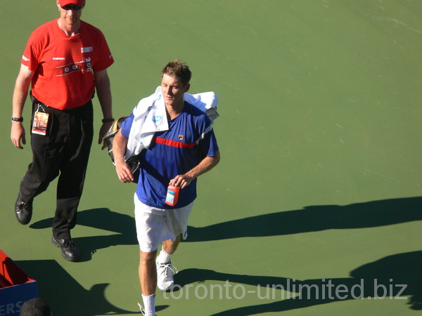 Winner mathew Ebden walking off the Central Court, August 6, 2012 Rogers Cup.