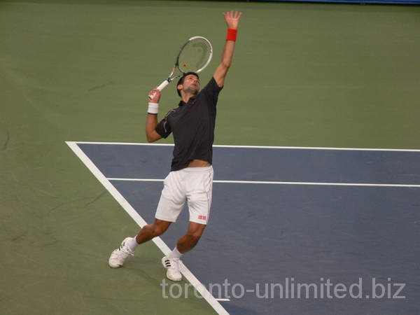 Nice serve motion from Novak Djokovic against Bernard Tomic, August 8, 2012 Rogers Cup.