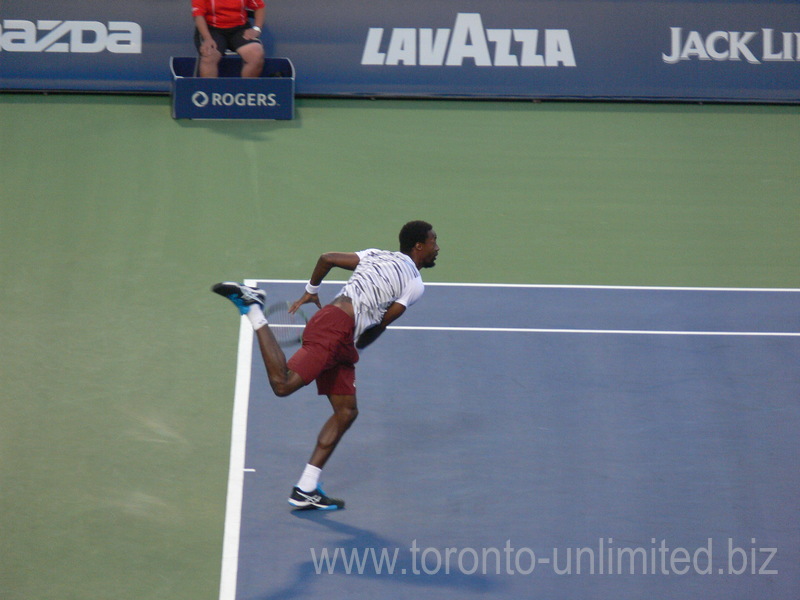 Gael Monfils is serving on Central Court to Novak Djokovic 30 July 2016 Rogers Cup in Toronto