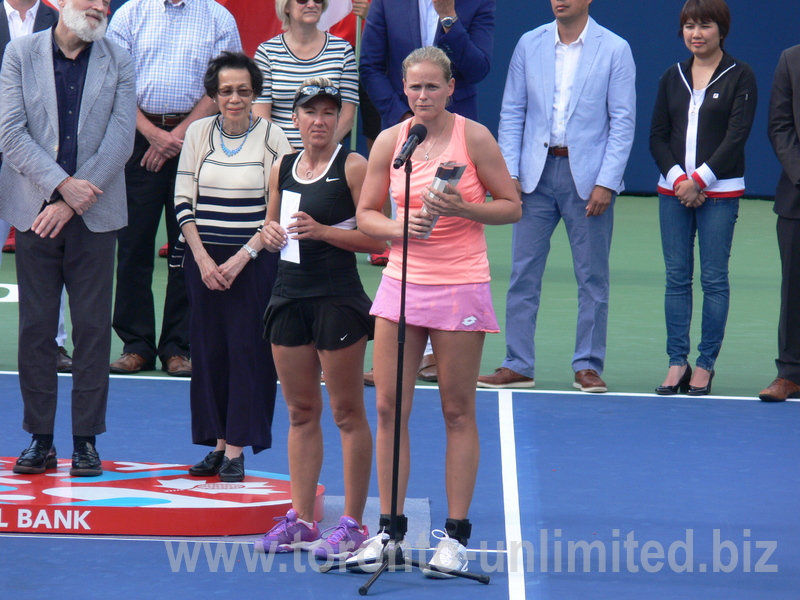 Anna-Lena Groenefeld speaking during Awards Ceremony Rogers Cup 2017 Toronto!