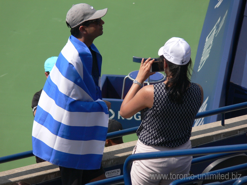 A Greek fan waiting for Stefanos Tsitsipas to come to the court. August 12, 2018 Rogers Cup Toronto!