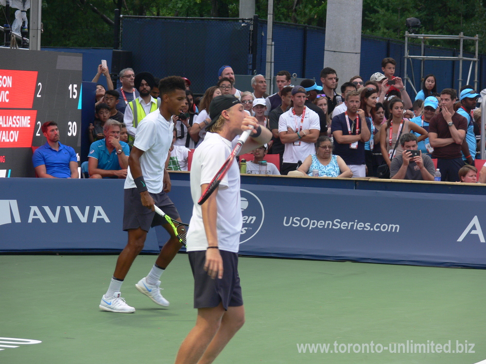 Shapovalov and Felix Auger-Aliassime  in the doubles August 6, 2018 Rogers Cup Toronto