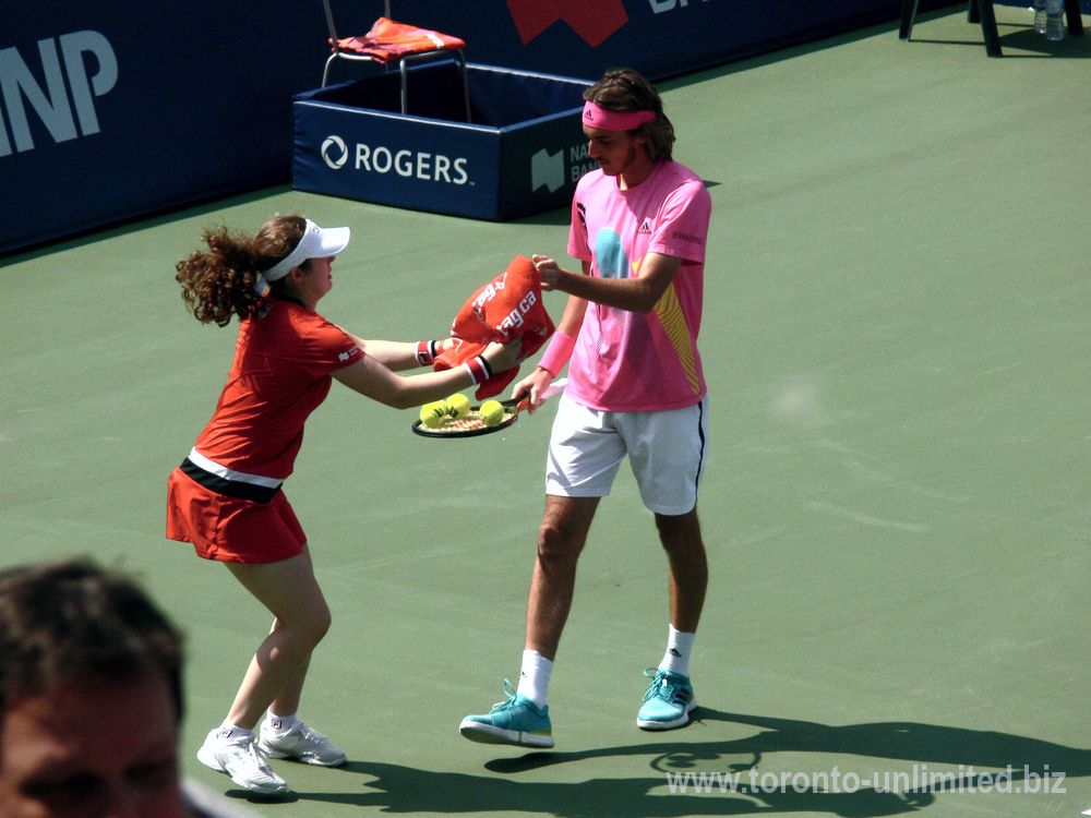 Stephanos Tsitsipas on the court in semi-final match August 11, 2018 Rogers Cup Toronto!