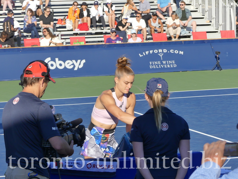 [3] Maria SAKKARI GRE is on the Court now preparing the play Thursday, August 11, 2022