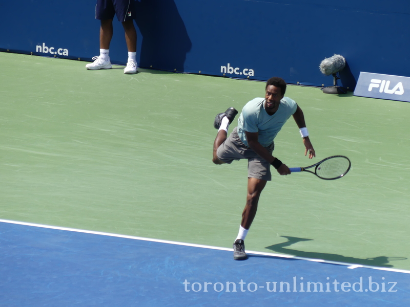 Gael Monfill serving on Centre Court National Bank Open 2023