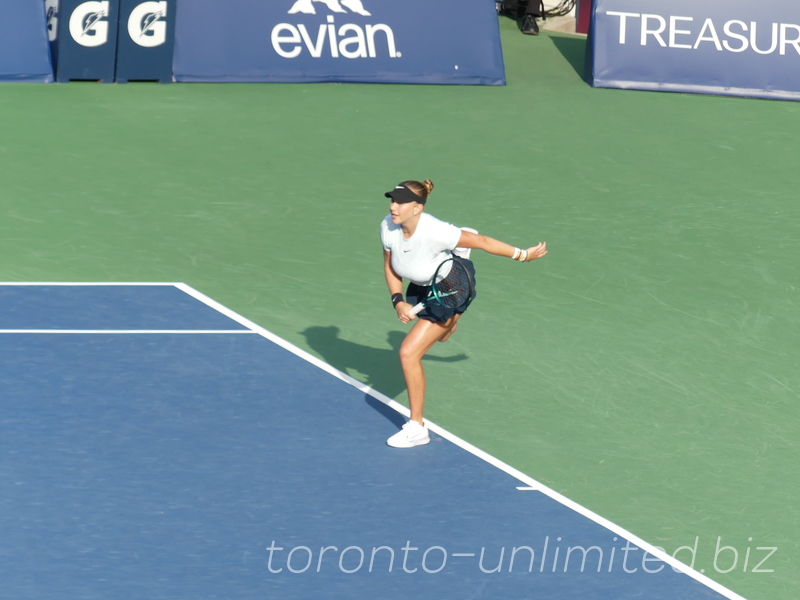 National Bank Open Toronto Finals August 12, 2024 - Amanda Anisimova serving