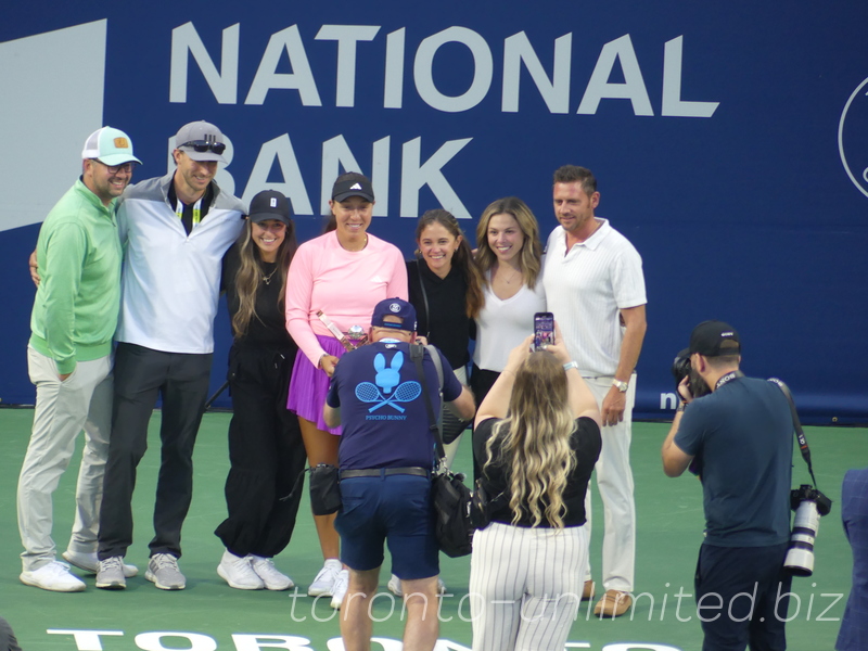 Jessica Pegula with her coaches Mark Knowles, Mark Merklein and her support staff. National Bank Open Toronto Singles Final August 12, 2024