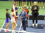 Now Id like to invite Matt Macdonald from National bank present our doubles champions with National Bank Open Daniel Nestor Trophy Doubles Champions Caroline Dolehide and Desirae Krawczyk .